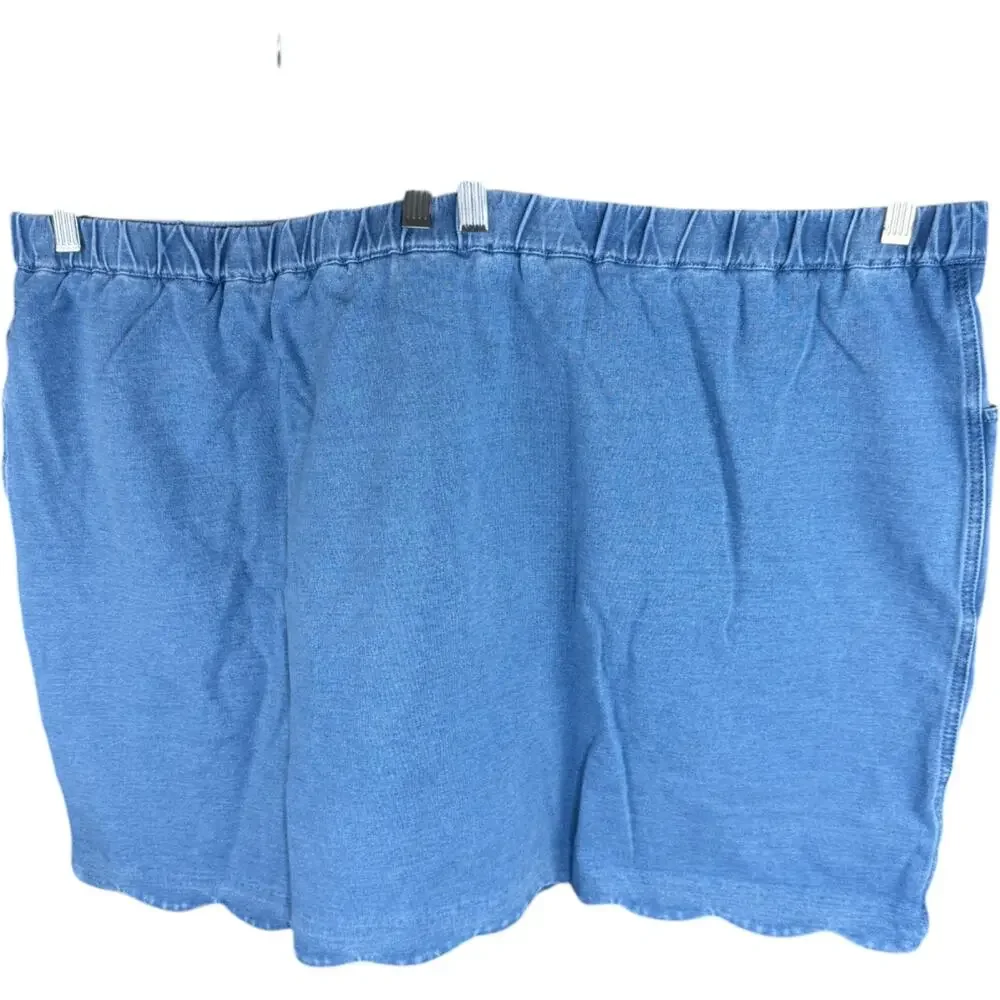 Quacker Factory DreamJeannes‎ Skort 3X Short Blue Stretch Denim Heart Pocket NWT